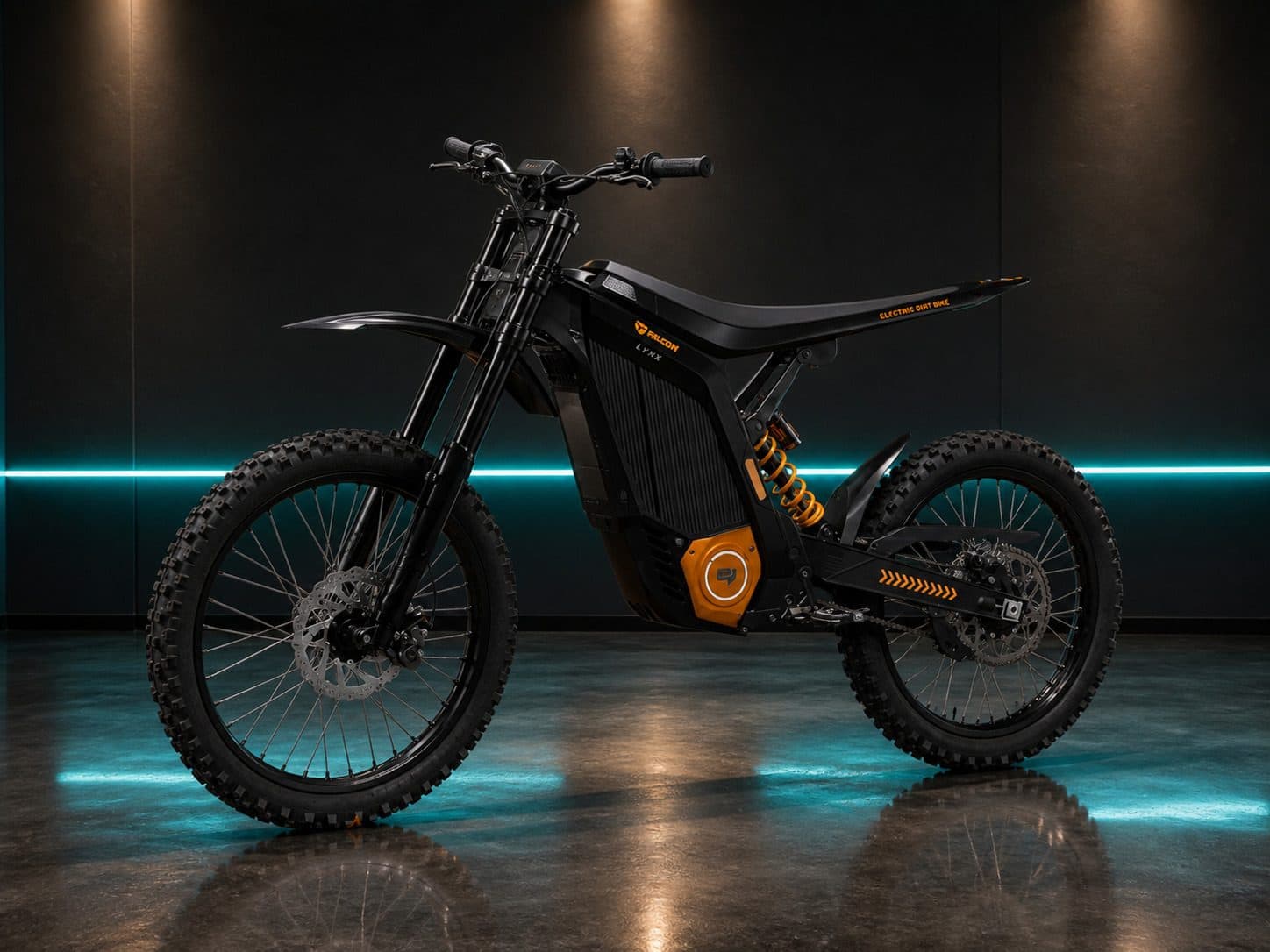 Чёрный электромотоцикл 79bike Falcon LYNX в студии